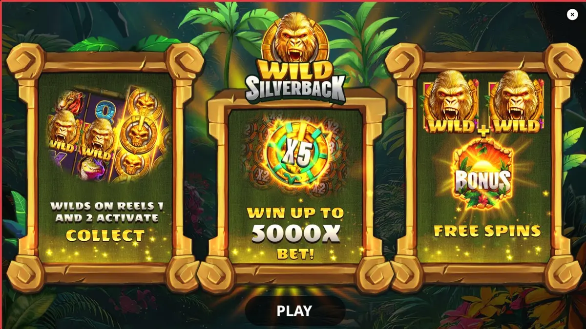 Tampilan visual slot Wild Silverback dengan tema hutan dan gorila